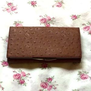 Like New Vintage Brown Ostrich Leather TriFold Wallet